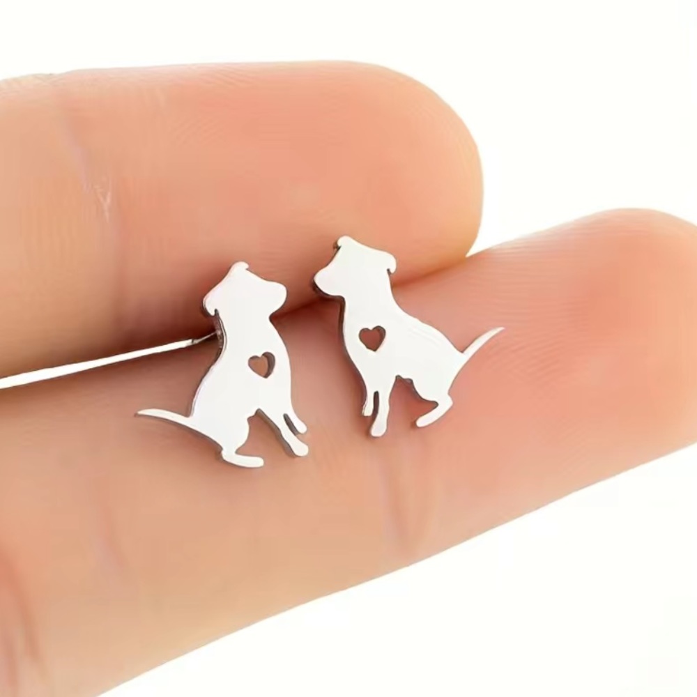 Dog Heart Stud Earrings